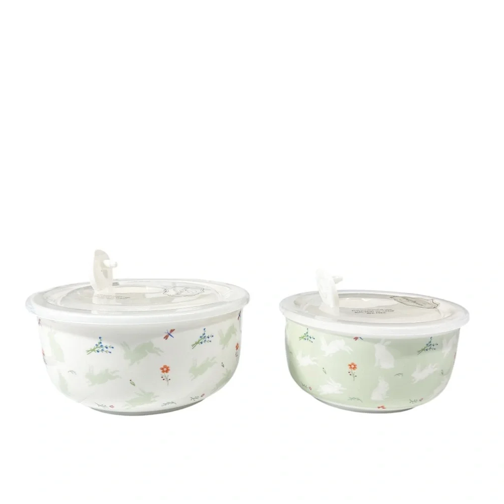NEW Grace Pantry BUNNY Design Set/2 Vented Food Storage Containers